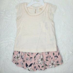 Jessica Simpson Baby Top Shorts Set 18 Months Cream Pink Floral